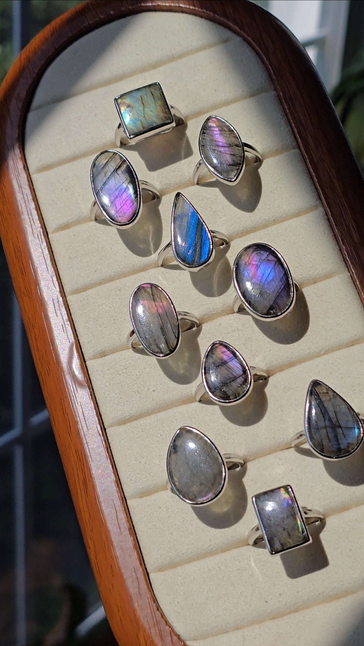 HQ Rainbow Labradorite Ring • 925 Sterling Sliver • Size Adjustable