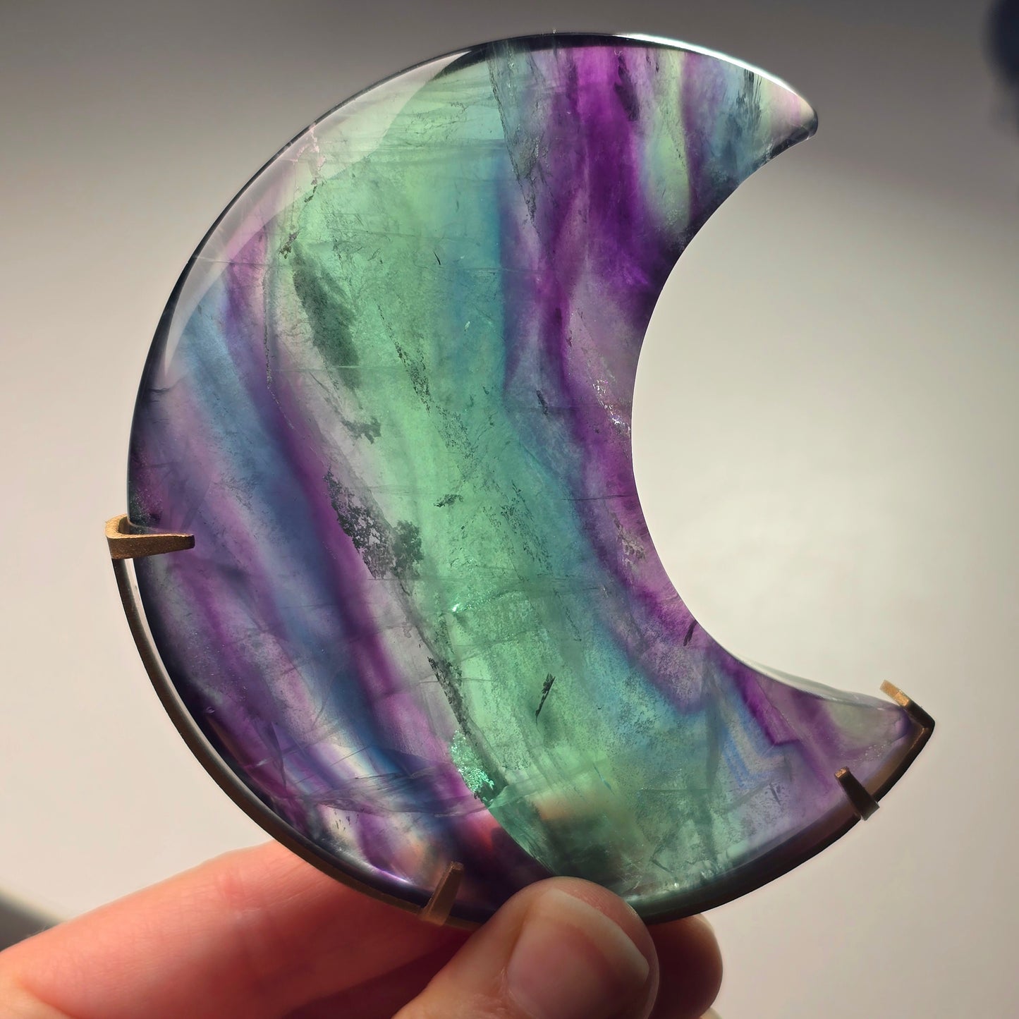 Fluorite Crescent Moon on Stand