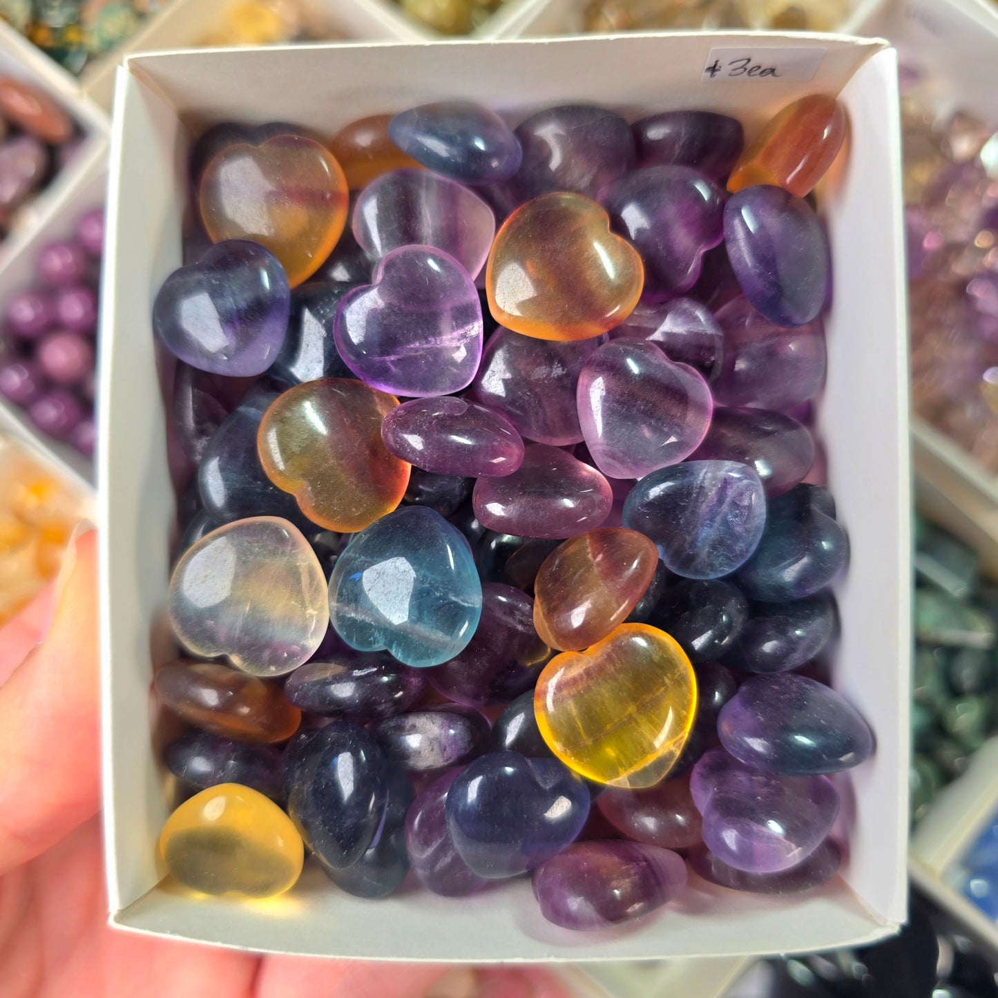 Mini Rainbow Fluorite Heart