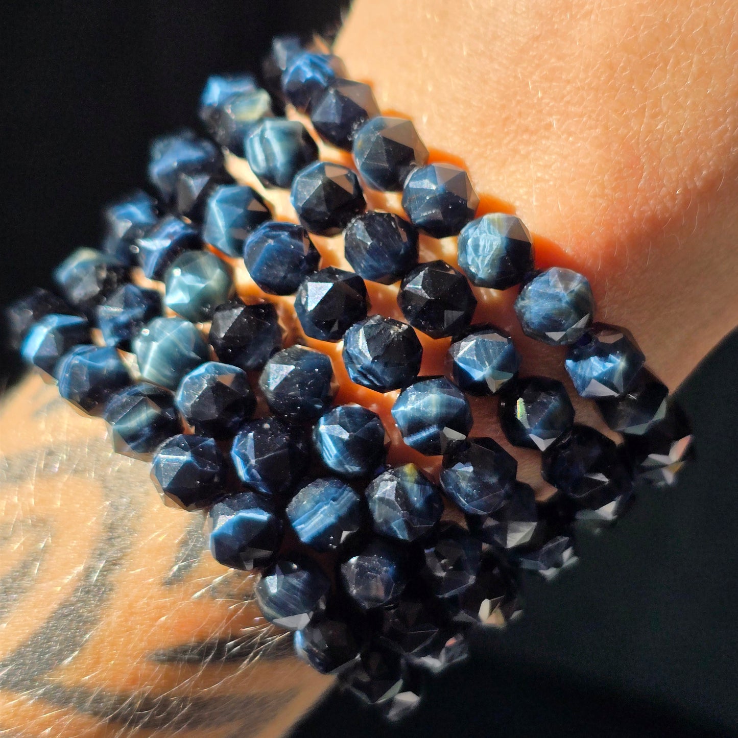 Faceted Blue Tigers Eye Bracelet