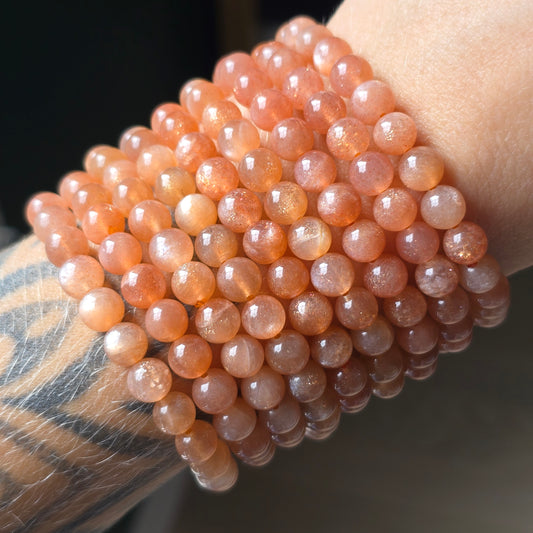 Peach Moonstone + Sunstone Bracelet