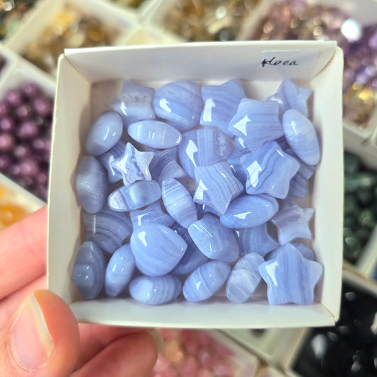 Mini Blue Lace Agate Hearts & Stars