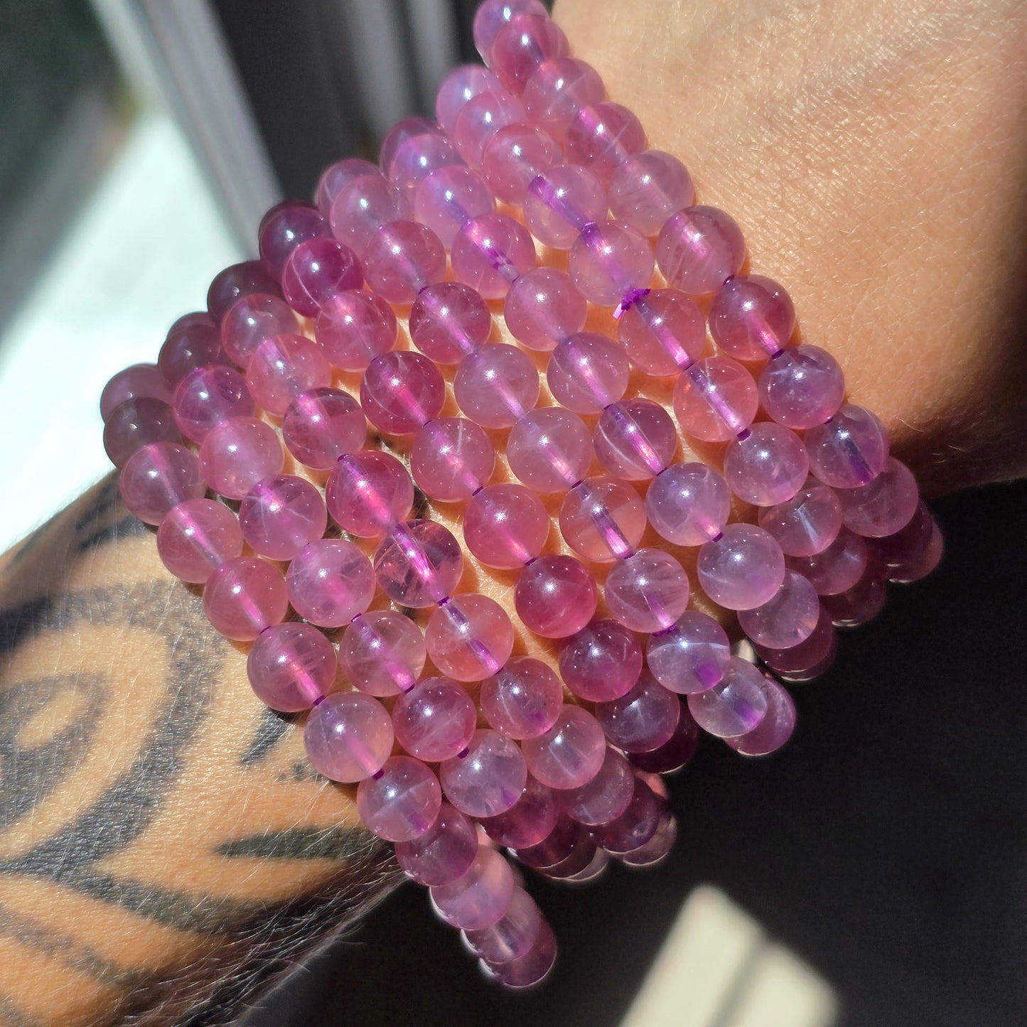 Star Flash Lavender Rose Quartz Bracelet