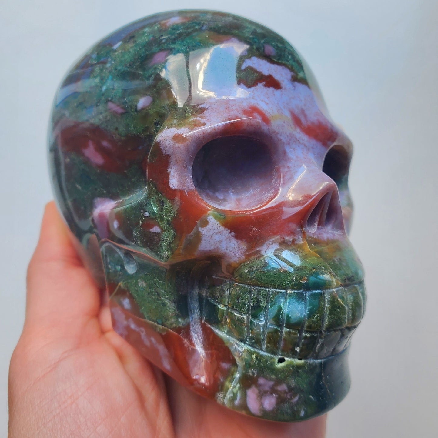 Rainbow Bloodstone Skull