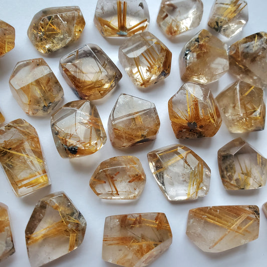 Mini Faceted Golden Rutilated Quartz