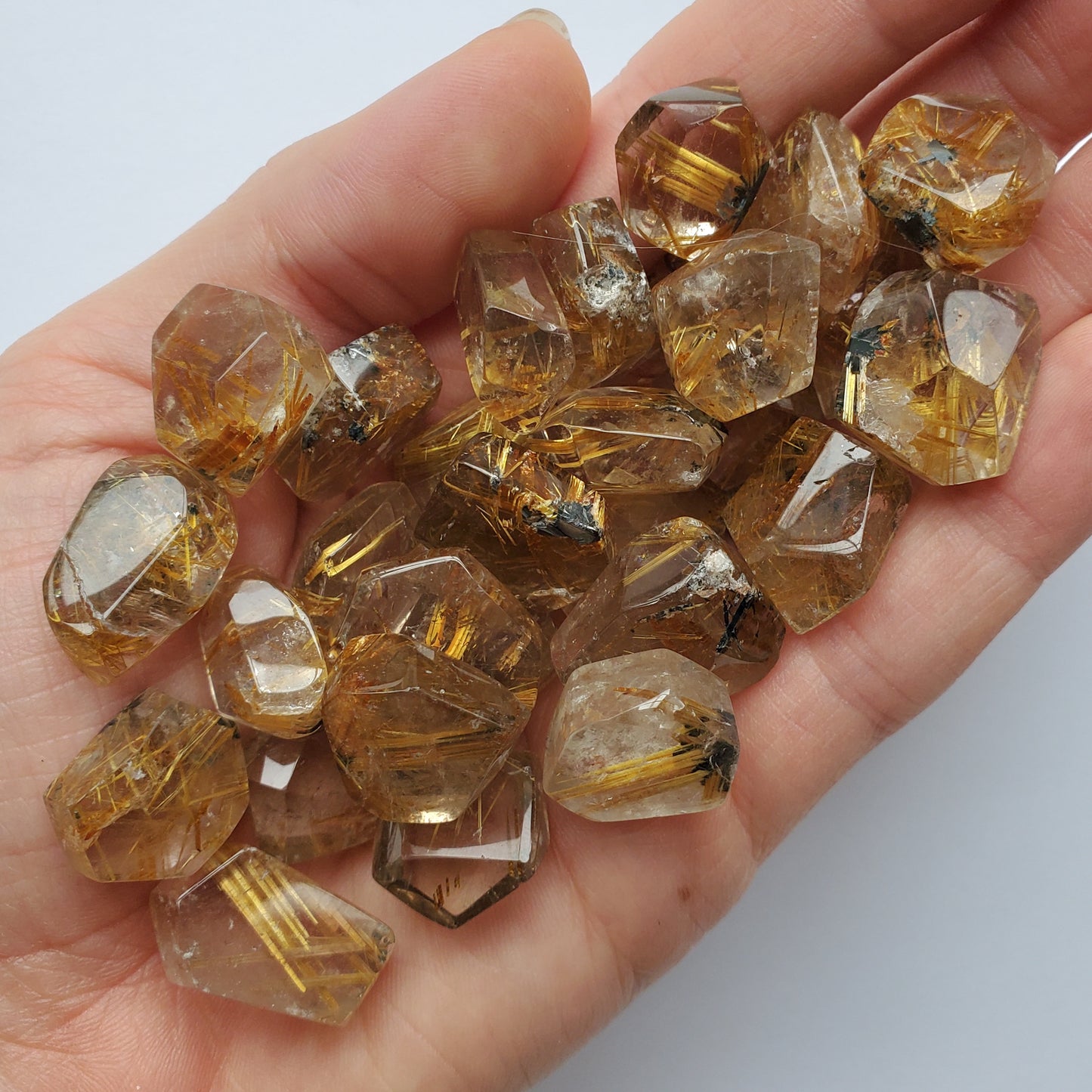 Mini Faceted Golden Rutilated Quartz