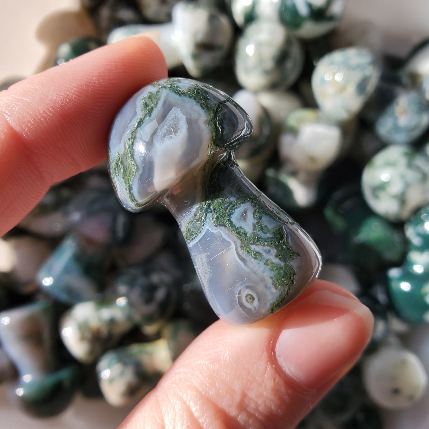 Mini Moss Agate Mushrooms
