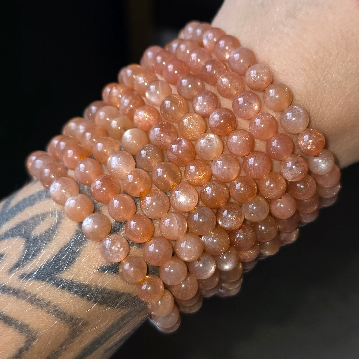 Peach Moonstone + Sunstone Bracelet