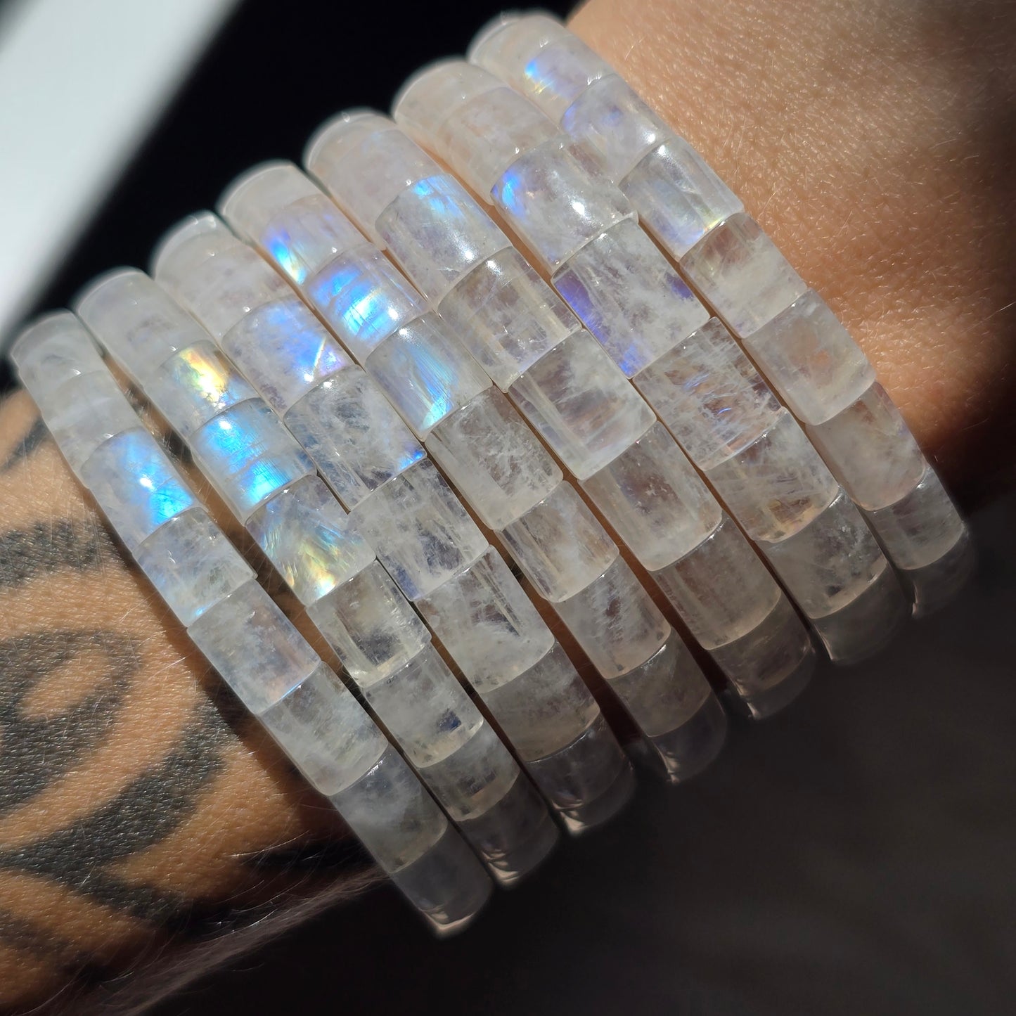 Gemmy Moonstone Stretchy Bangle Bracelet