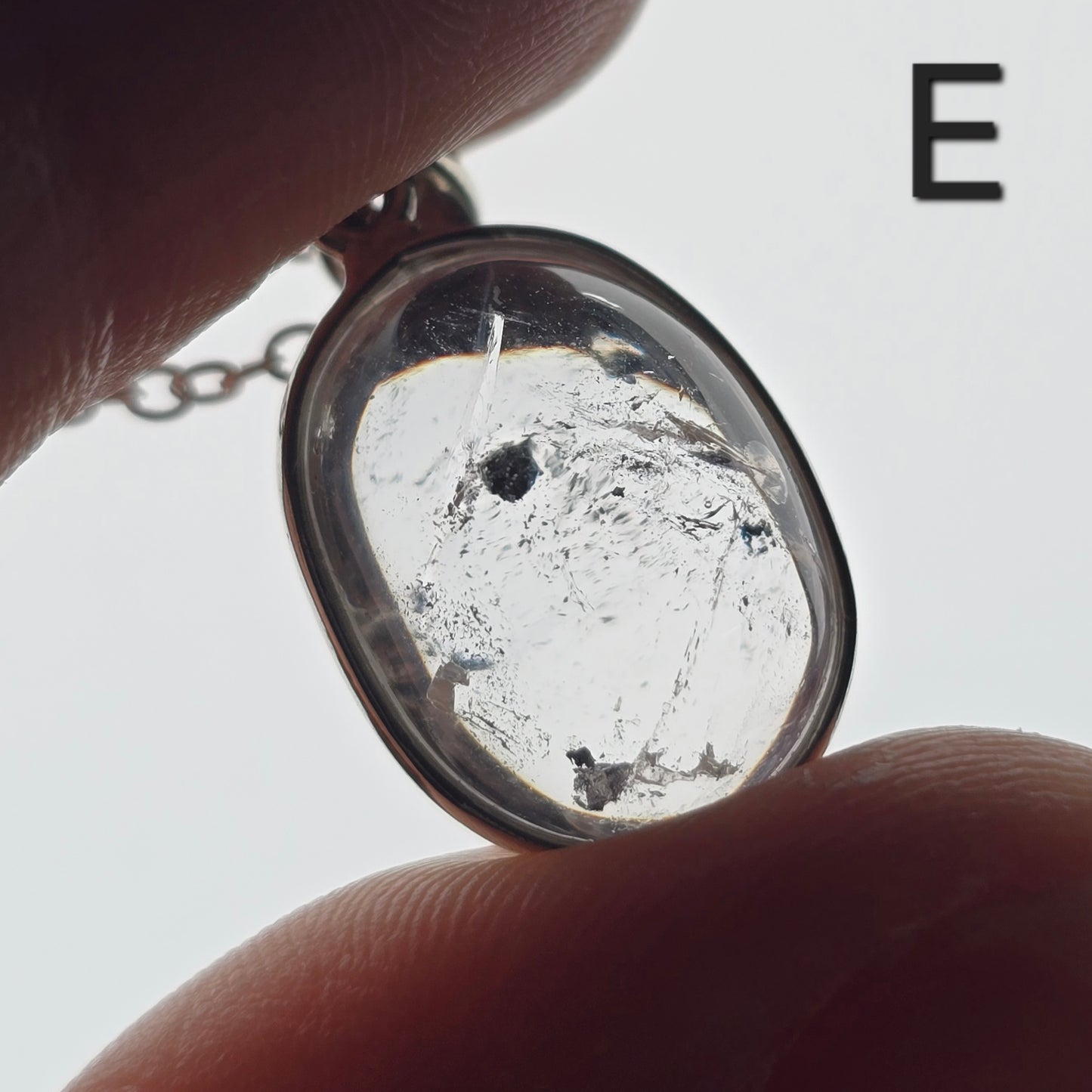 Dainty Quartz Enhydro Crystal Pendant