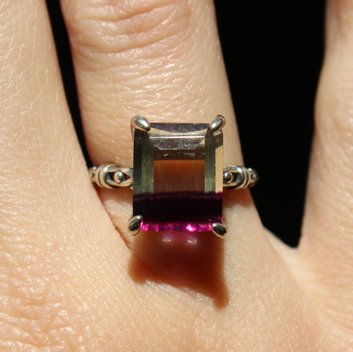 Magenta Fluorite Ring • 925 Sterling Sliver • Size Adjustable