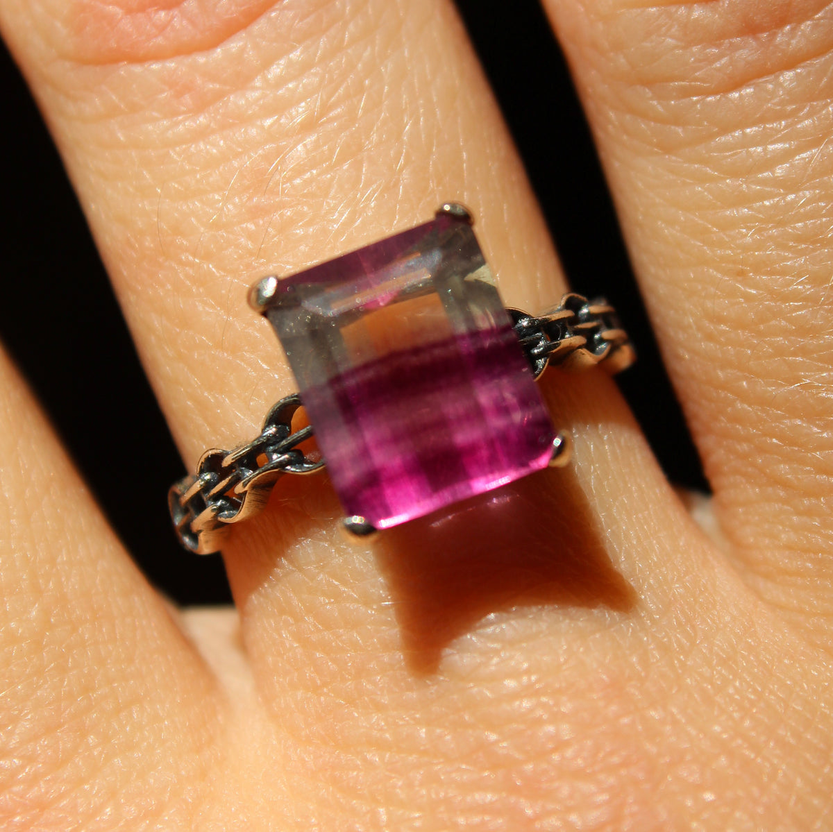 Magenta Fluorite Ring • 925 Sterling Sliver • Size Adjustable