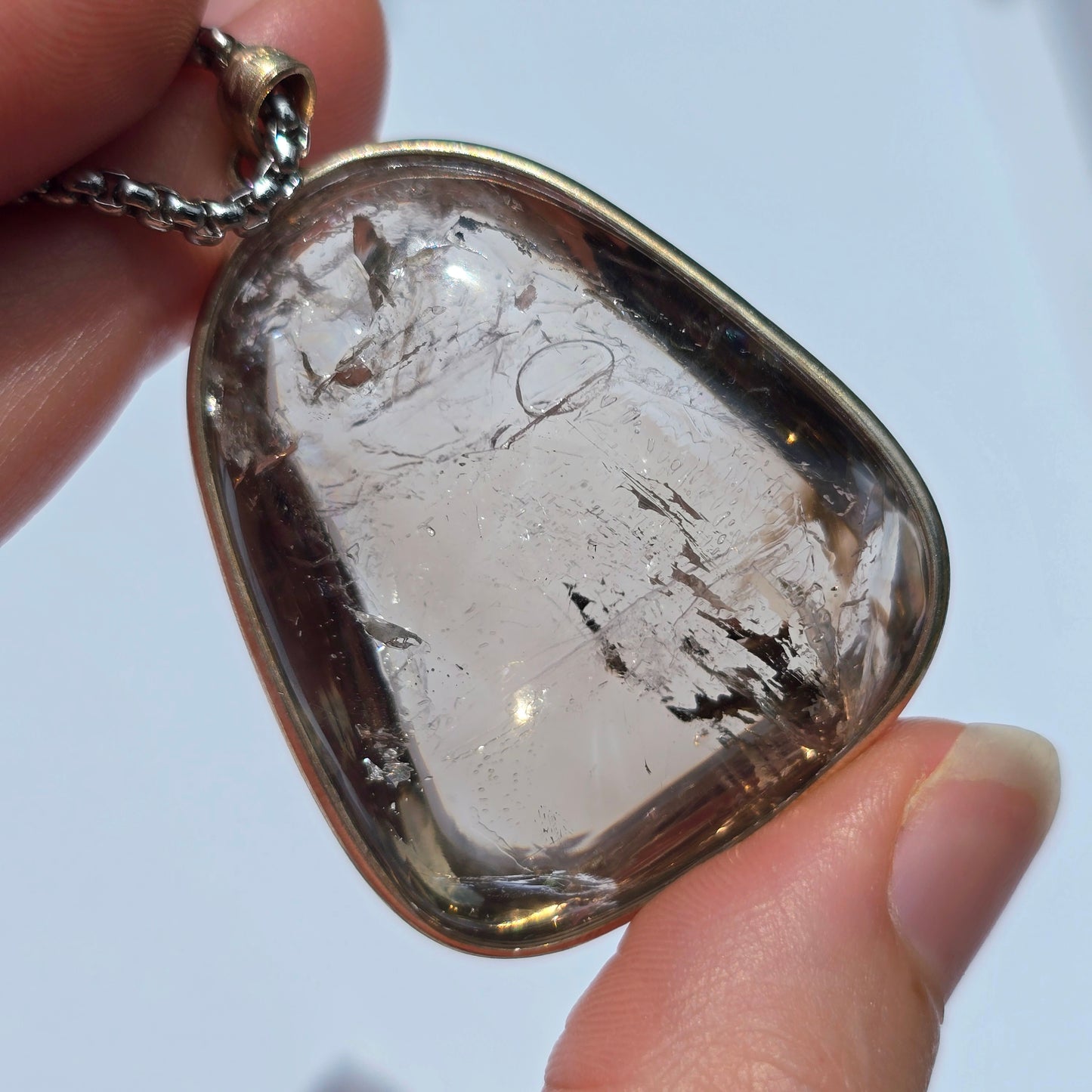 Smokey Quartz Enhydro Crystal Pendant