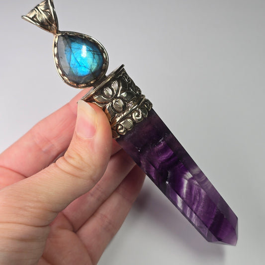 Fluorite + Labradorite Pendant