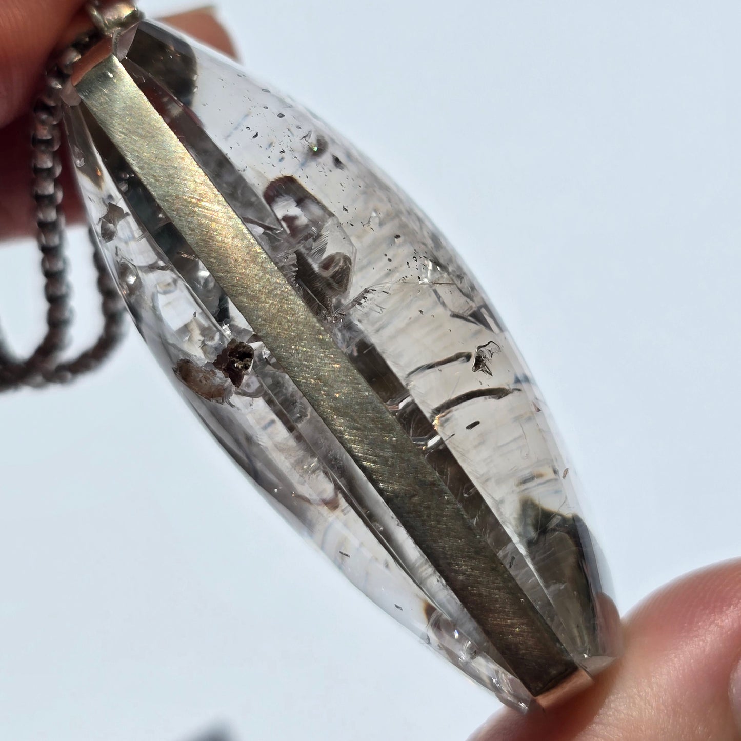 Smokey Quartz Enhydro Crystal Pendant