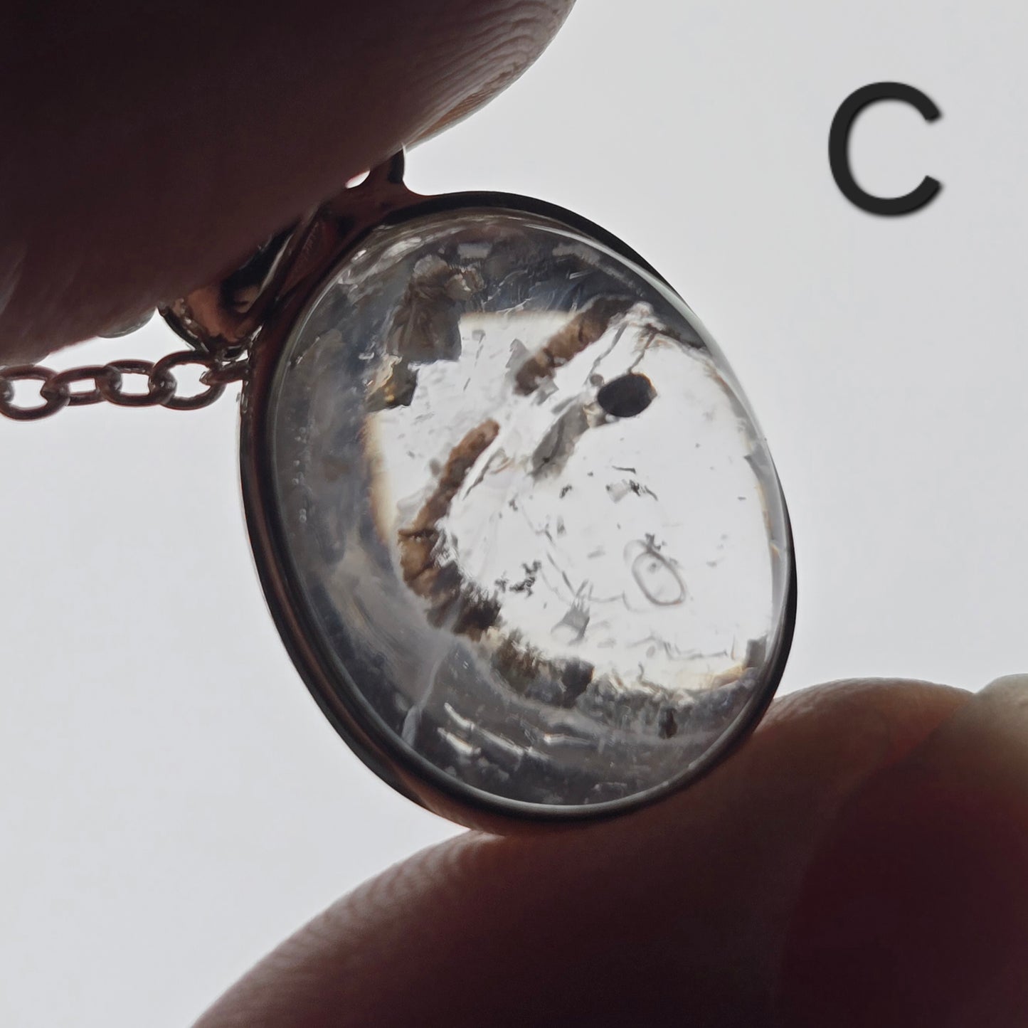 Dainty Quartz Enhydro Crystal Pendant