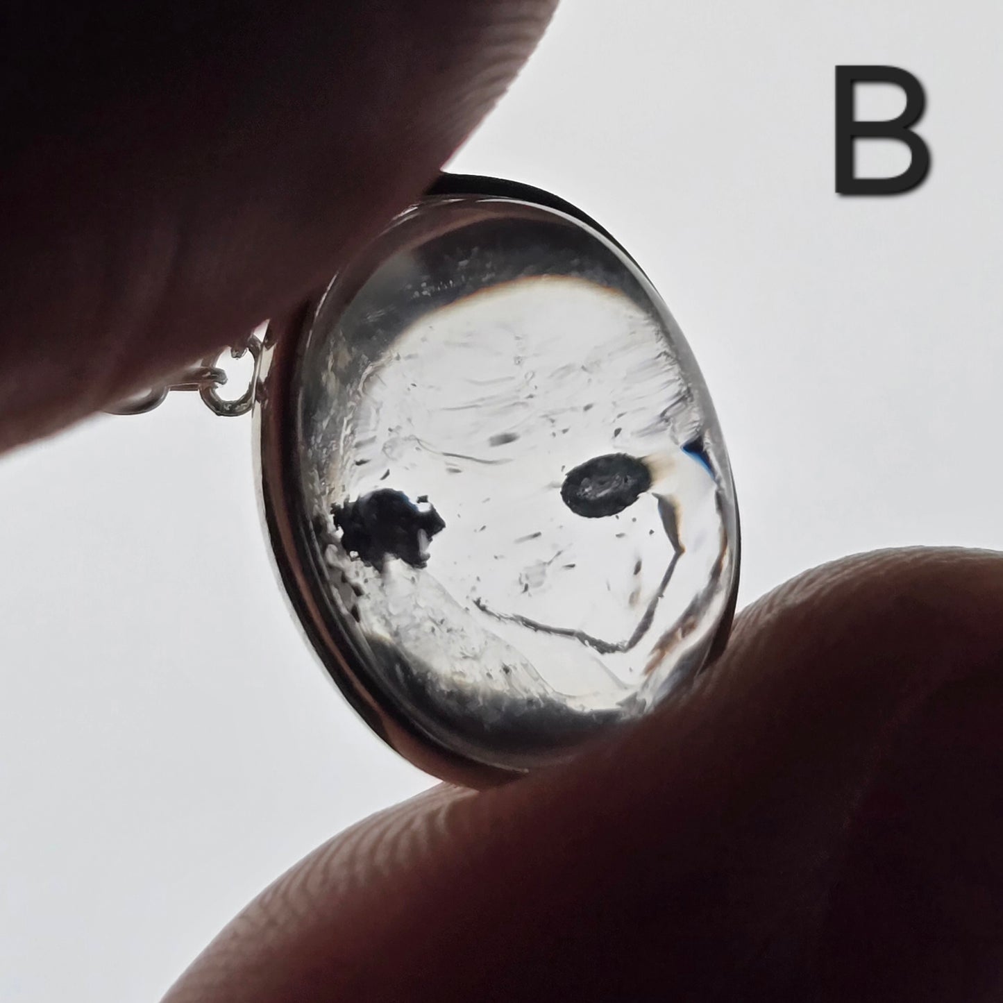 Dainty Quartz Enhydro Crystal Pendant