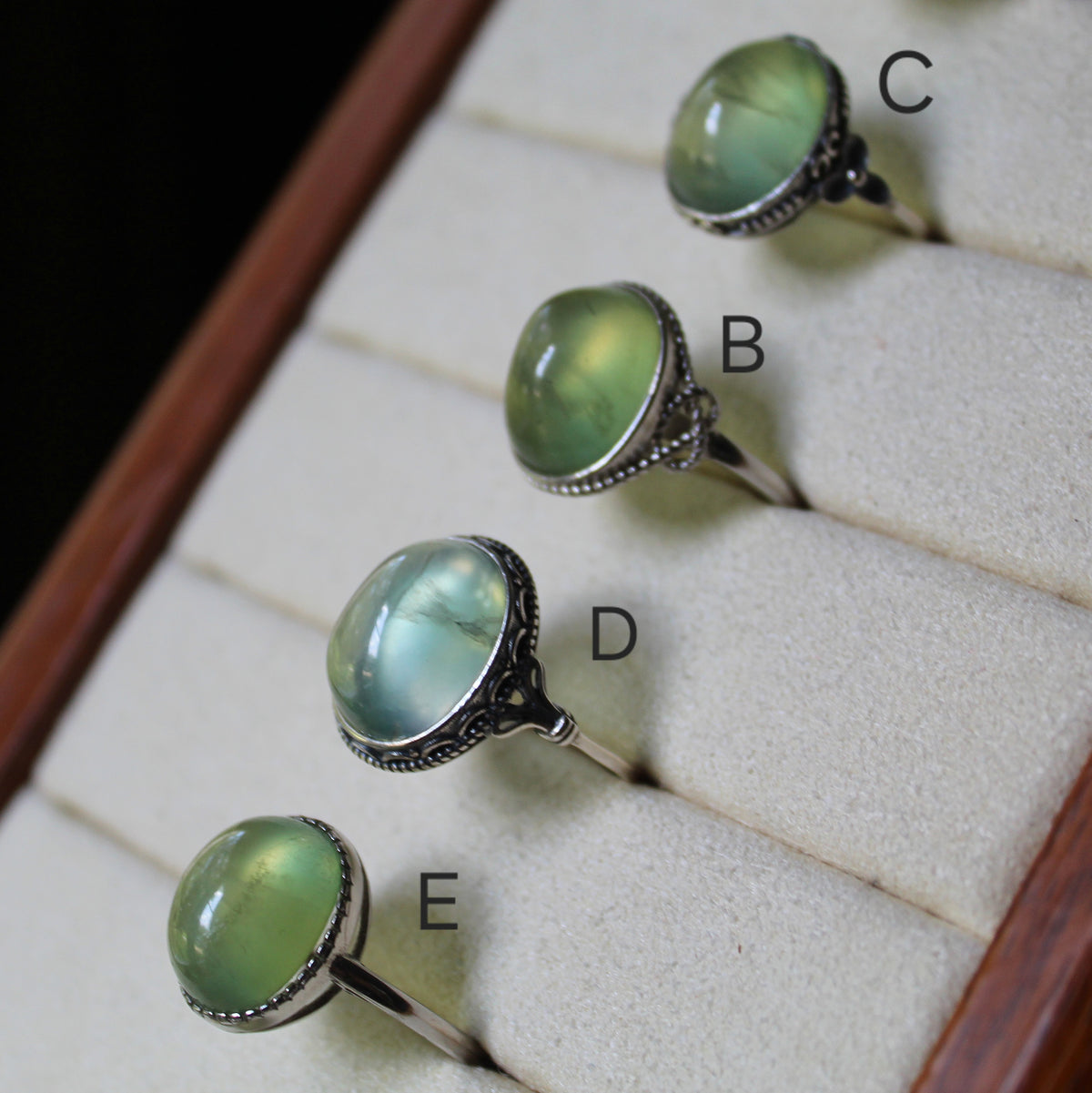 Gem Prehnite Ring • 925 Sterling Sliver • Size Adjustable
