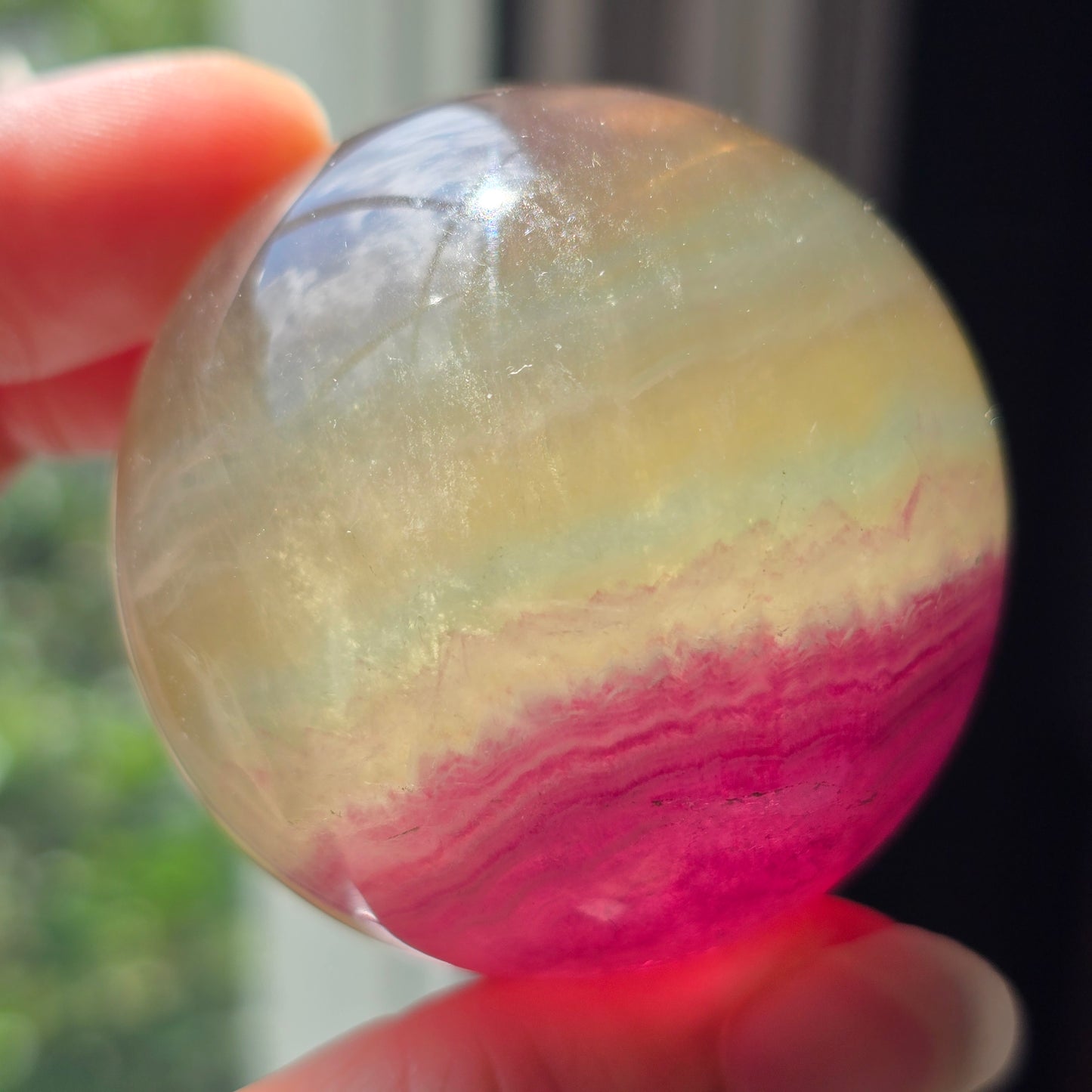 Magenta + Yellow + Teal Fluorite Sphere 💛
