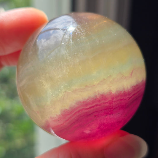 Magenta + Yellow + Teal Fluorite Sphere 💛