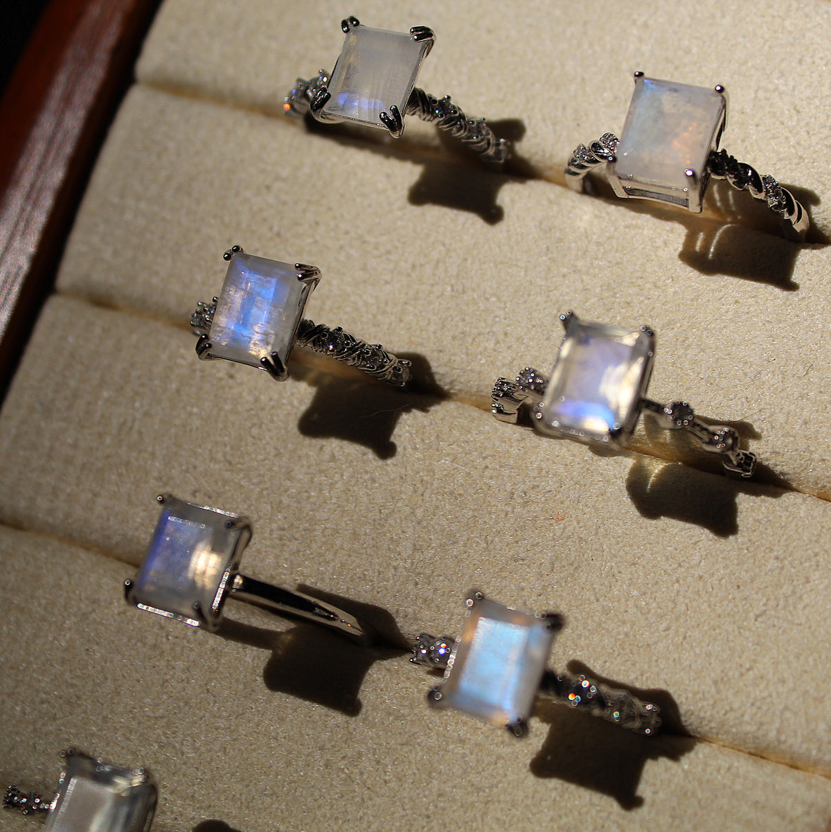 HQ Moonstone Fluorite Ring • 925 Sterling Sliver • Size Adjustable
