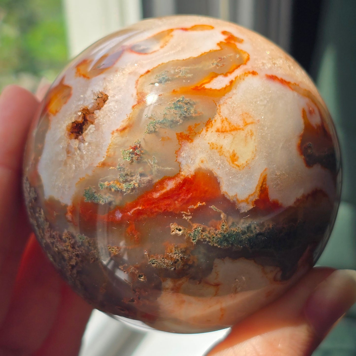 Red Moss Agate Sphere ❤️