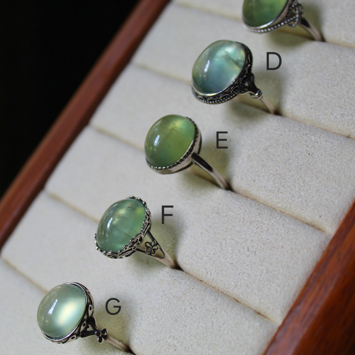 Gem Prehnite Ring • 925 Sterling Sliver • Size Adjustable