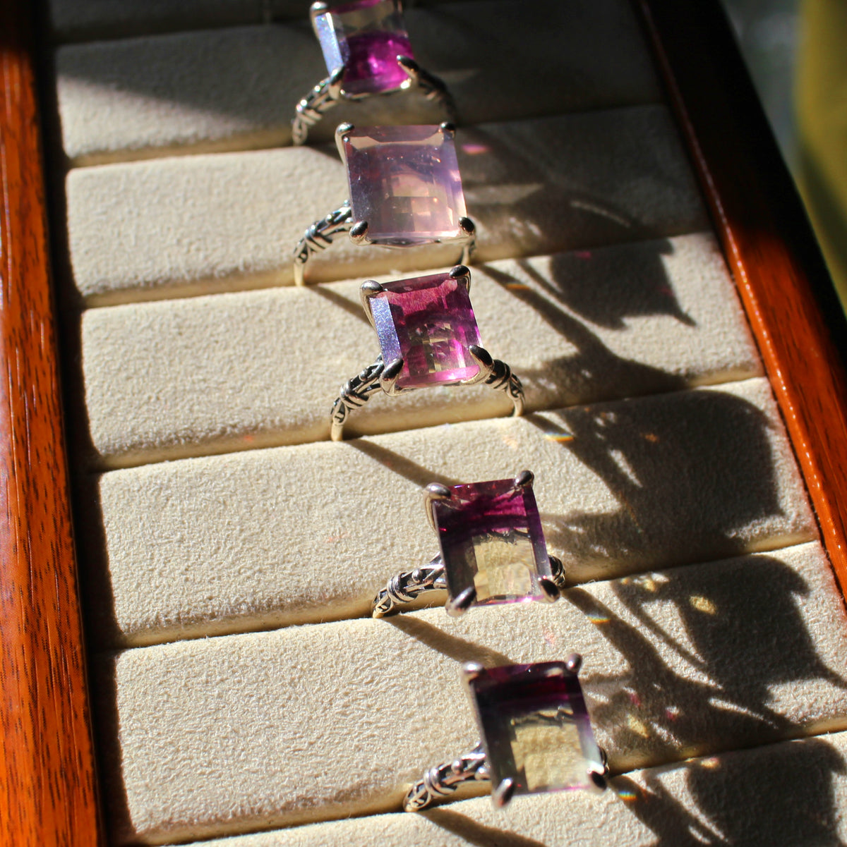 Magenta Fluorite Ring • 925 Sterling Sliver • Size Adjustable