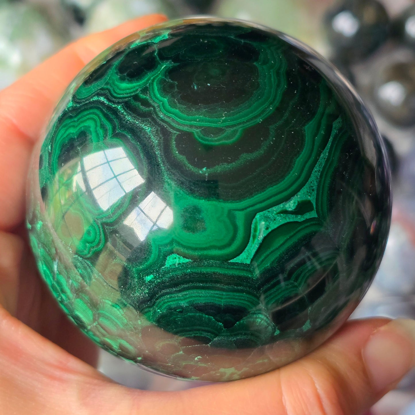 Chatoyant Malachite Sphere 💚