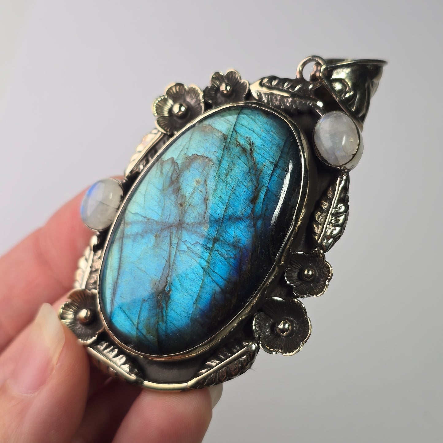Labradorite + Moonstone Pendant