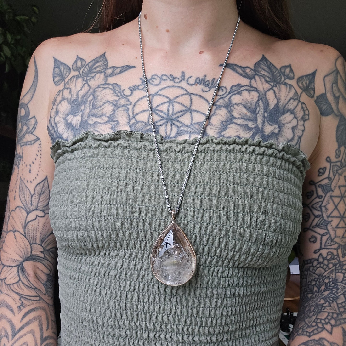 Smokey Quartz Enhydro Crystal Pendant
