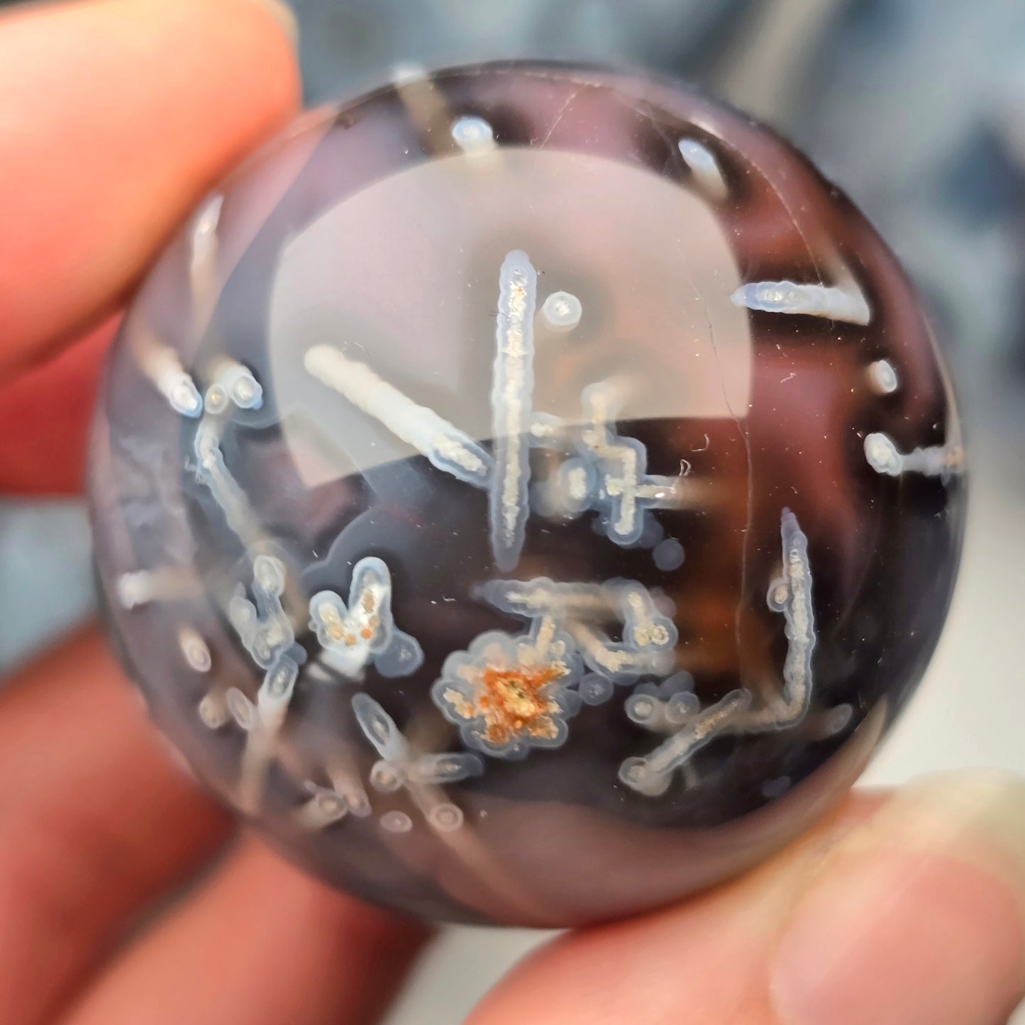 Moody Mozambique Agate Sphere 🖤