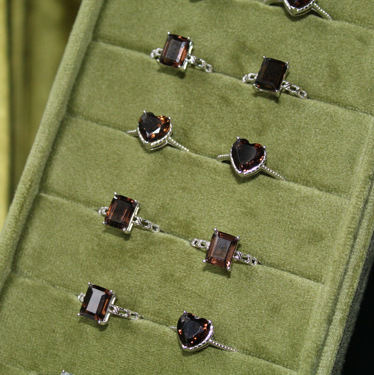 Smokey & Clear Quartz Rings • 925 Sterling Sliver • Size Adjustable