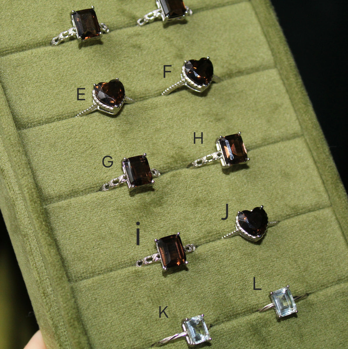 Smokey & Clear Quartz Rings • 925 Sterling Sliver • Size Adjustable
