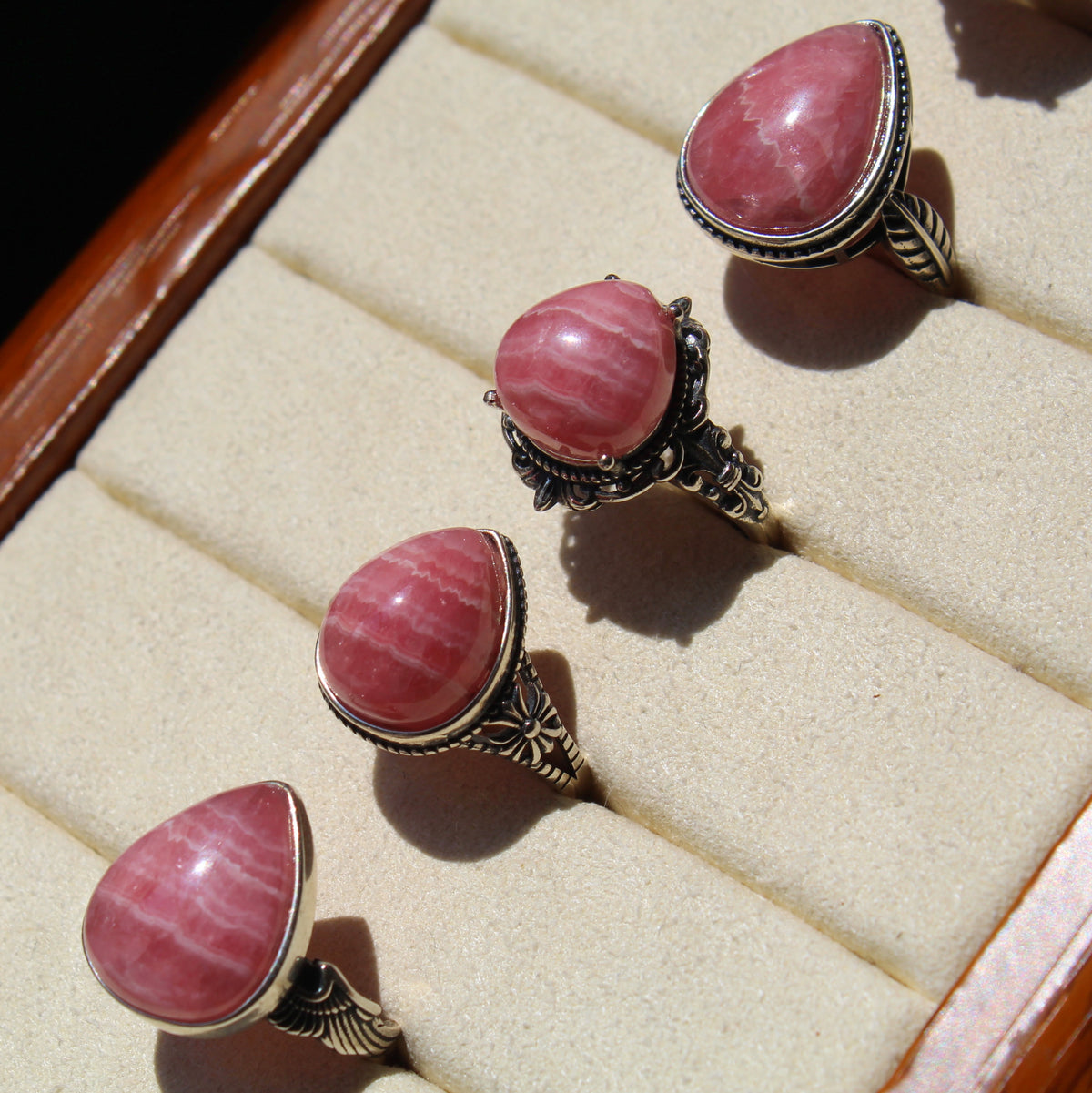 Rhodochrosite Ring • 925 Sterling Sliver • Size Adjustable
