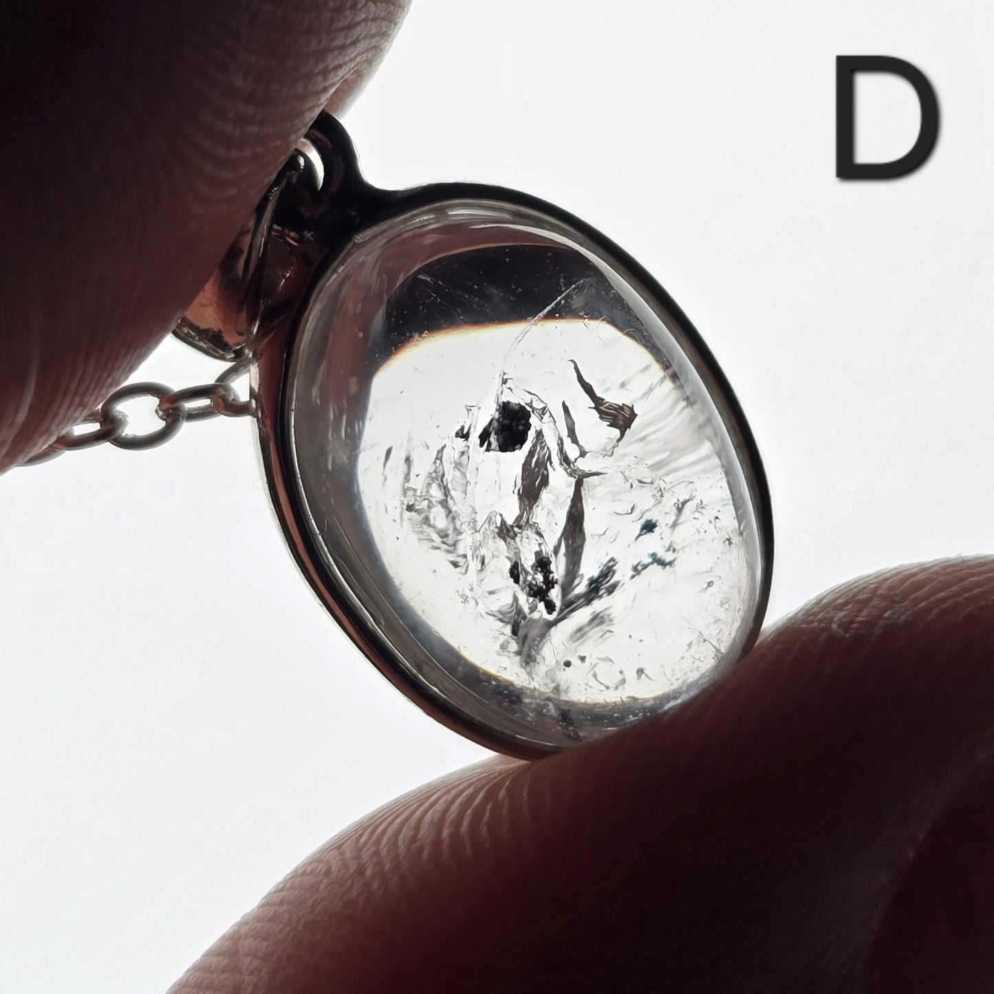 Dainty Quartz Enhydro Crystal Pendant