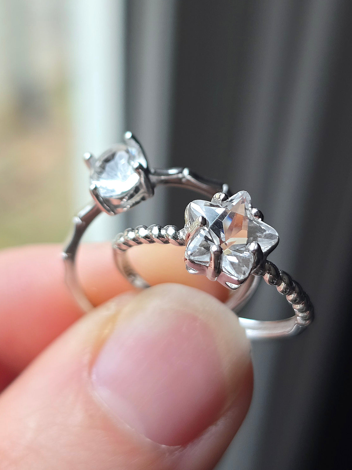 Quartz Star / Oval Ring • 925 Sterling Sliver • Size Adjustable