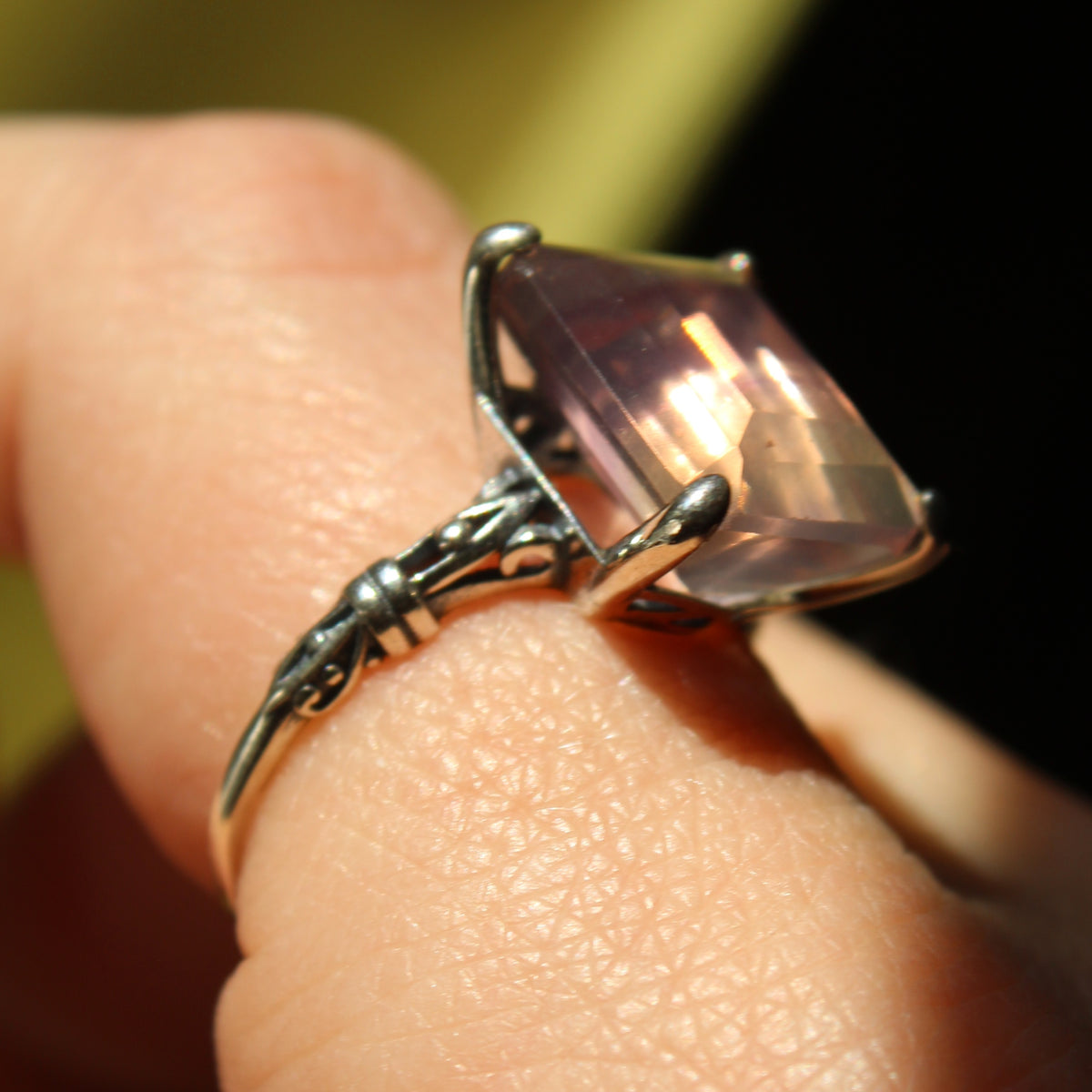 Magenta Fluorite Ring • 925 Sterling Sliver • Size Adjustable