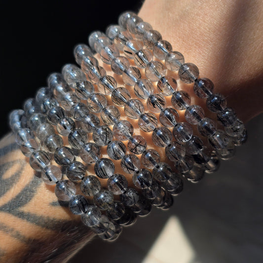 Black Tourmaline Included Quartz Bracelet