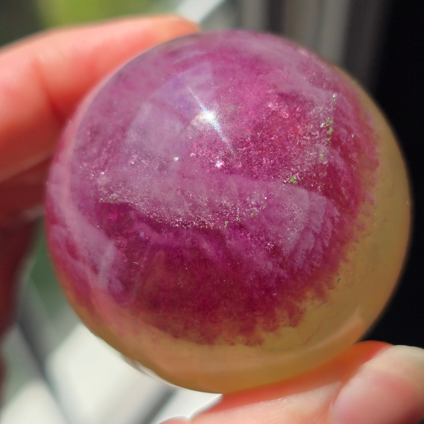 Magenta + Yellow + Teal Fluorite Sphere 💛