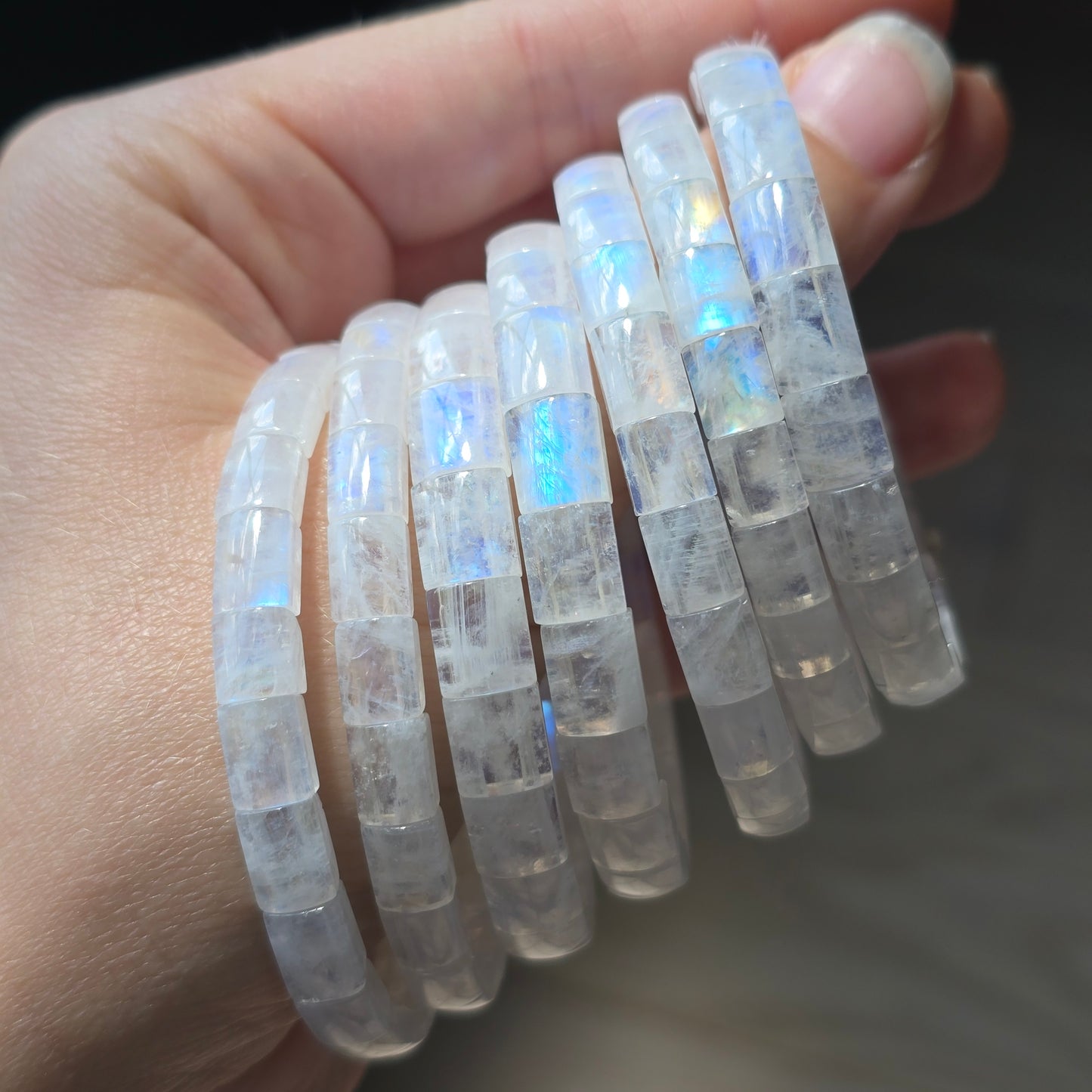 Gemmy Moonstone Stretchy Bangle Bracelet