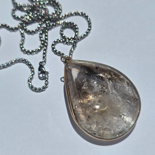 Smokey Quartz Enhydro Crystal Pendant