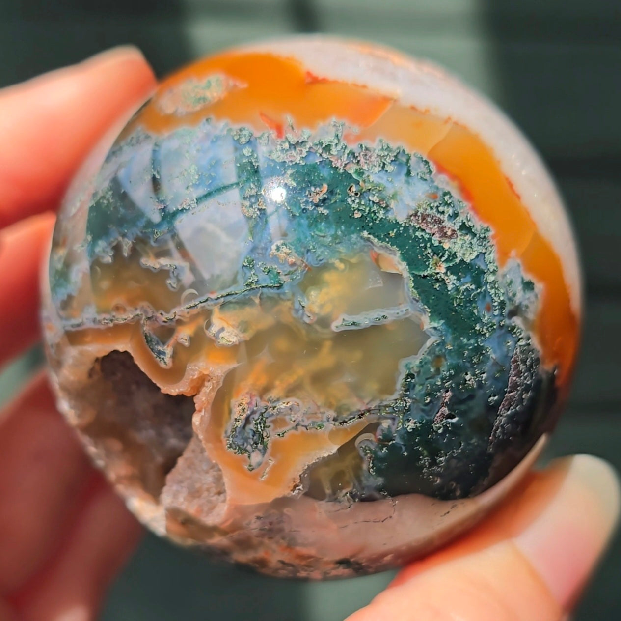 Druzy Moss Agate Sphere 🌿