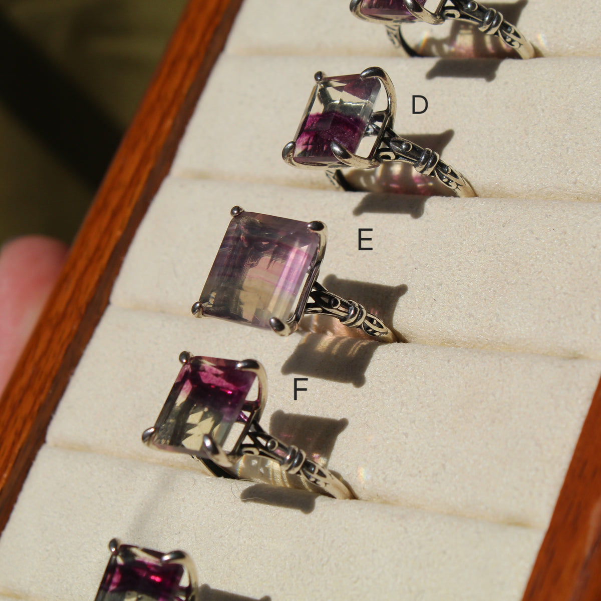 Magenta Fluorite Ring • 925 Sterling Sliver • Size Adjustable