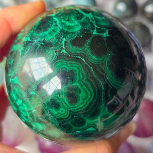 Chatoyant Malachite Sphere 💚