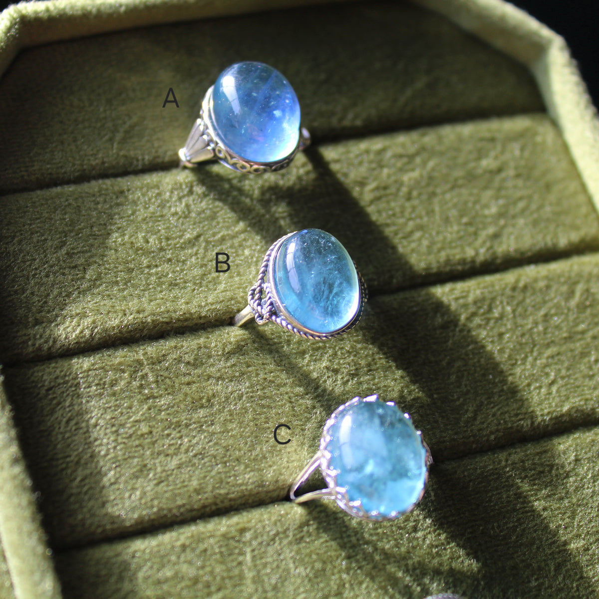 Aquamarine Ring • 925 Sterling Sliver • Size Adjustable
