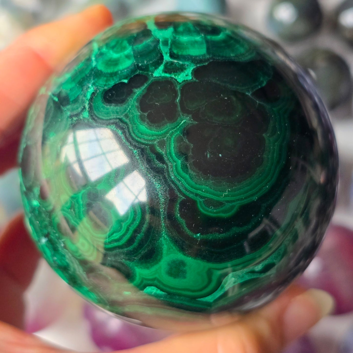 Chatoyant Malachite Sphere 💚