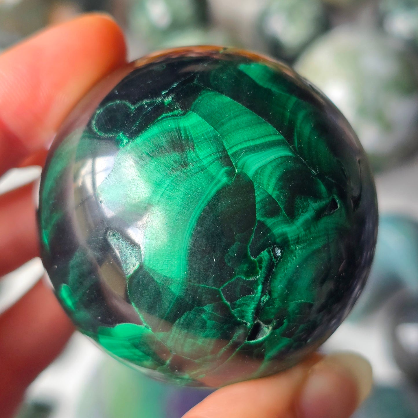 Chatoyant Malachite Sphere 💚