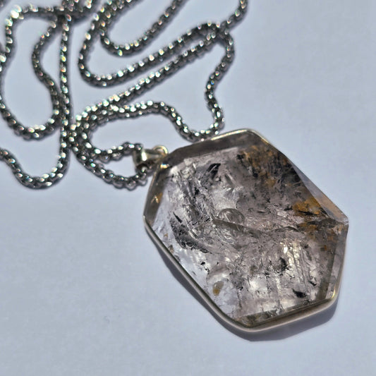 Carbon Included Enhydro Crystal Pendant