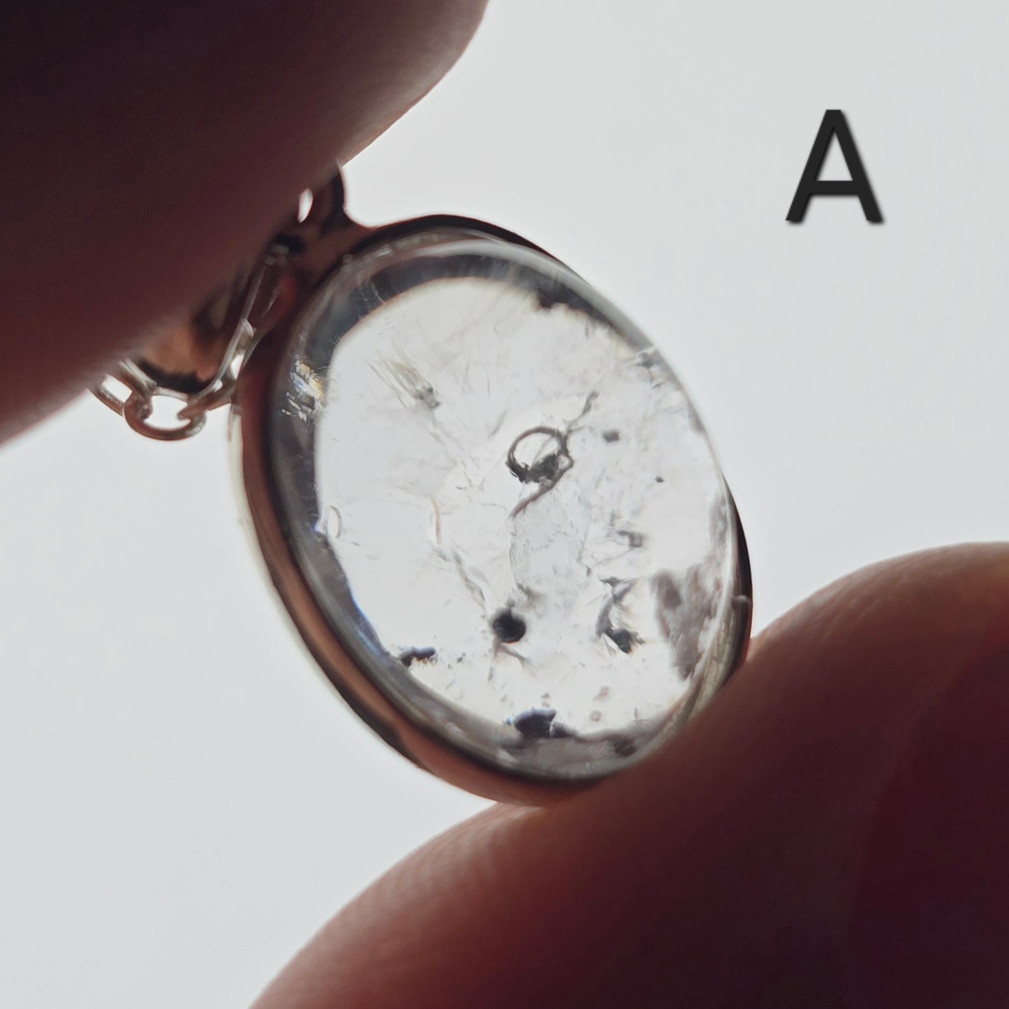 Dainty Quartz Enhydro Crystal Pendant